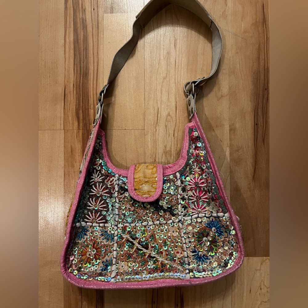Vintage Girlhood Core Eclectic Boho fully Sequin Beaded Hobo Bag HP 🎉 🎉🥳 - Picture 9 of 17